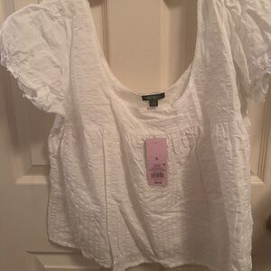 Wild Fable Textured White Puff Sleeve Blouse